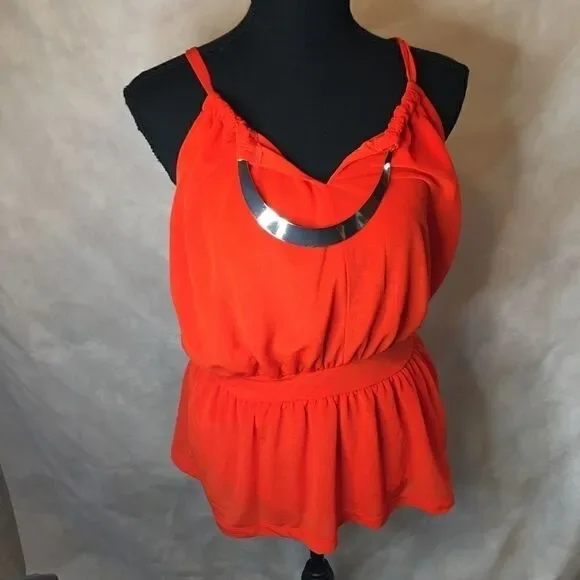Worthington orange dressy tank top size M easycare - Picture 1 of 8